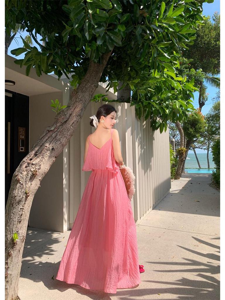 Elegant Sky Blue Backless Maxi Dress for Beach Vacations