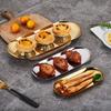 Serviertablett aus Edelstahl Nordisches ovales Servierbrett für Dessert BBQ Lebensmittelgeeignete Schale für Küche Restaurant Heimdekoration