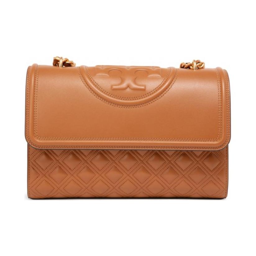 

Tory Burch Fleming Diamond Quilted Embossed Print Tassel Pendant Woven Chain Flap Lambskin Crossbody Shoulder Bag Large Women bags Brown 76997-200 Basic Set (Bag+Dust Bag)