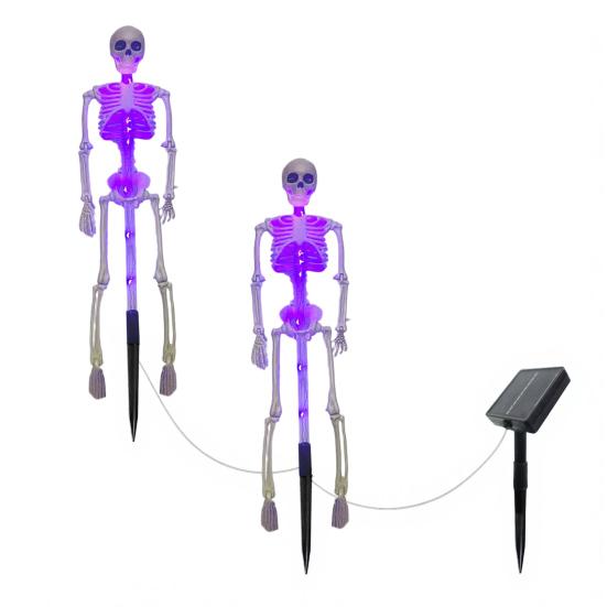 Halloween Party Decoration 3D Skeleton Solar Garden Lamp, Spooky Human Pathway Outdoor Decorations Lights, Waterproof Resin Stake Lights for Yard Lawn