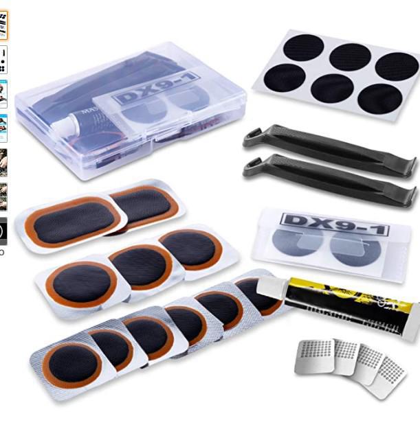 Bicycle Tire Repair Kit with Cold Patch, Glue, and Lever Tools