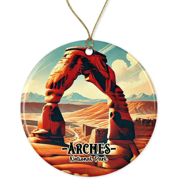 Arches Keepsake - National Park Ornament - Perfect Utah Ceramic Ornament - Arches Travel Ornament - Holiday Memorable Ornament Printed on Both Sides Printed on Both Sides