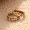 Delicate Square Zircon Hoop Earrings Stainless Steel Gold Color Huggie Ear Buckle Luxury Gold Plated Zircon for Women