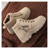 Damen Winter Fleece gefütterte Knöchel Martin Stiefel, Schnürung Dicke Weiche Sohle Mode Stiefel