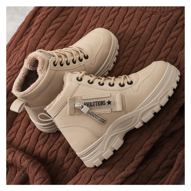 Damen Winter Fleece gefütterte Knöchel Martin Stiefel, Schnürung Dicke Weiche Sohle Mode Stiefel