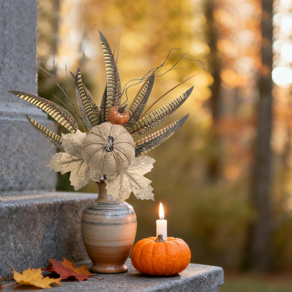 1 Stück Kürbiszweige Kürbis Ahornblatt Deko Zuhause DIY Basteln Ernte Herbstdekoration Künstliches Ahornblatt Halloween Deko