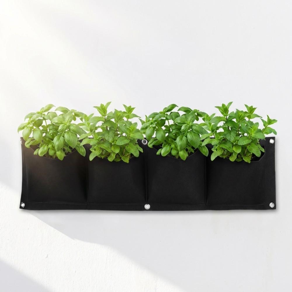 4PCS Felt Wall Plant Bag Reusable Plant Grow Bag Durable Hanging Grow Bag  Outdoor Gardening