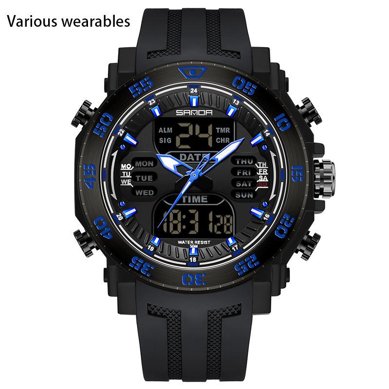 New Style Men's Watch Fashion Trend Youth Electronic Watch Multi-function Steel Ring Watch