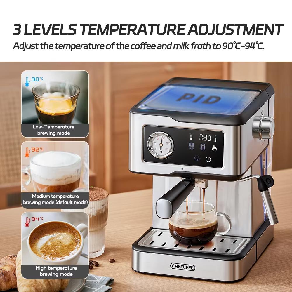 Coffee Machine MK-901 20Bar, Cappuccino Machine with Milk Cream Steam Stick, Semi-automatic Self-service Restaurant Gift