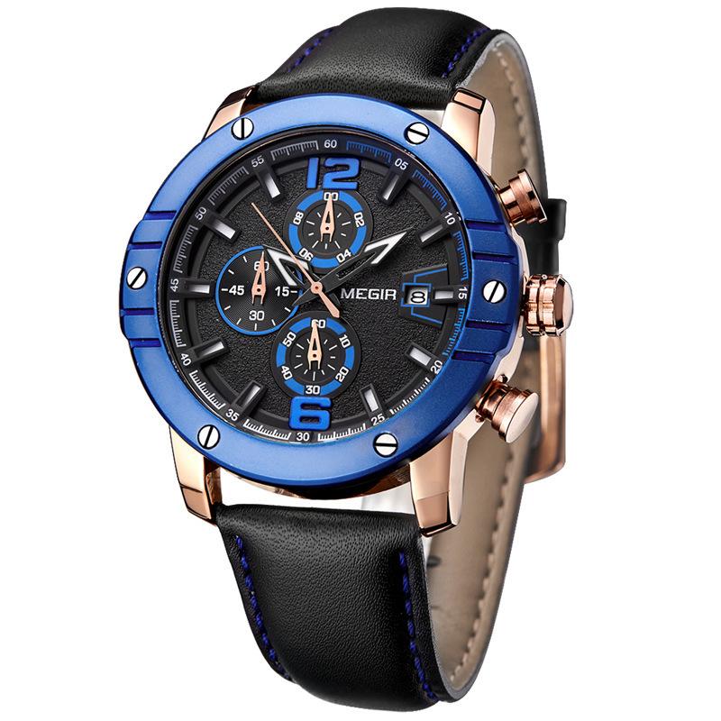 Men'S Watch, Multifunctional Timing Waterproof Calendar Men'S Quartz Watch 2046G