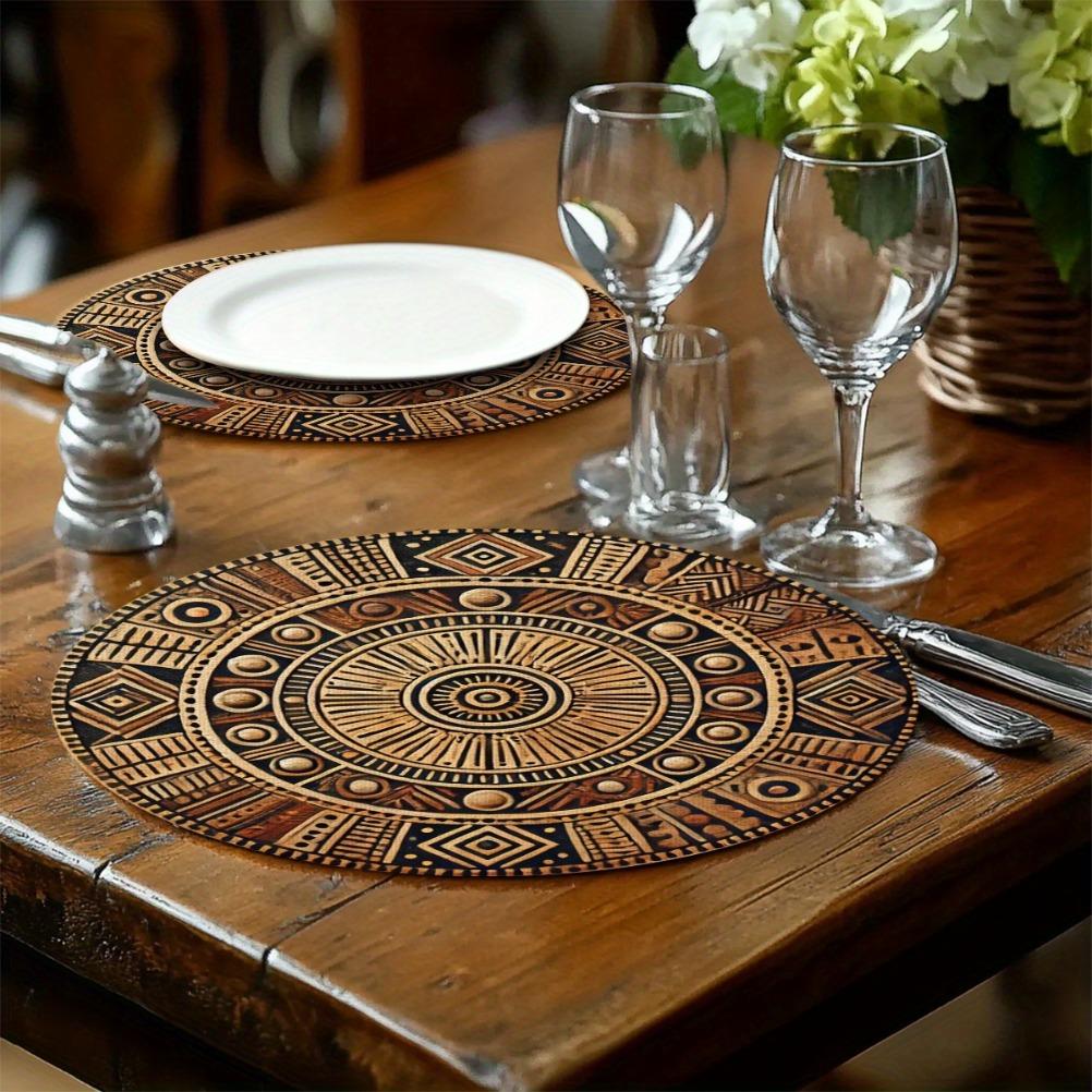 Bohemian Circular Placemat 13.8 Inch Washable Placemat Geometric Design Table Mat Party Decorations Kitchen Accessories