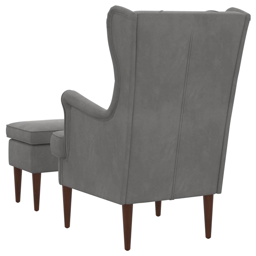 Armchair with Ottoman 2 pcs. Dark Grey Velvet