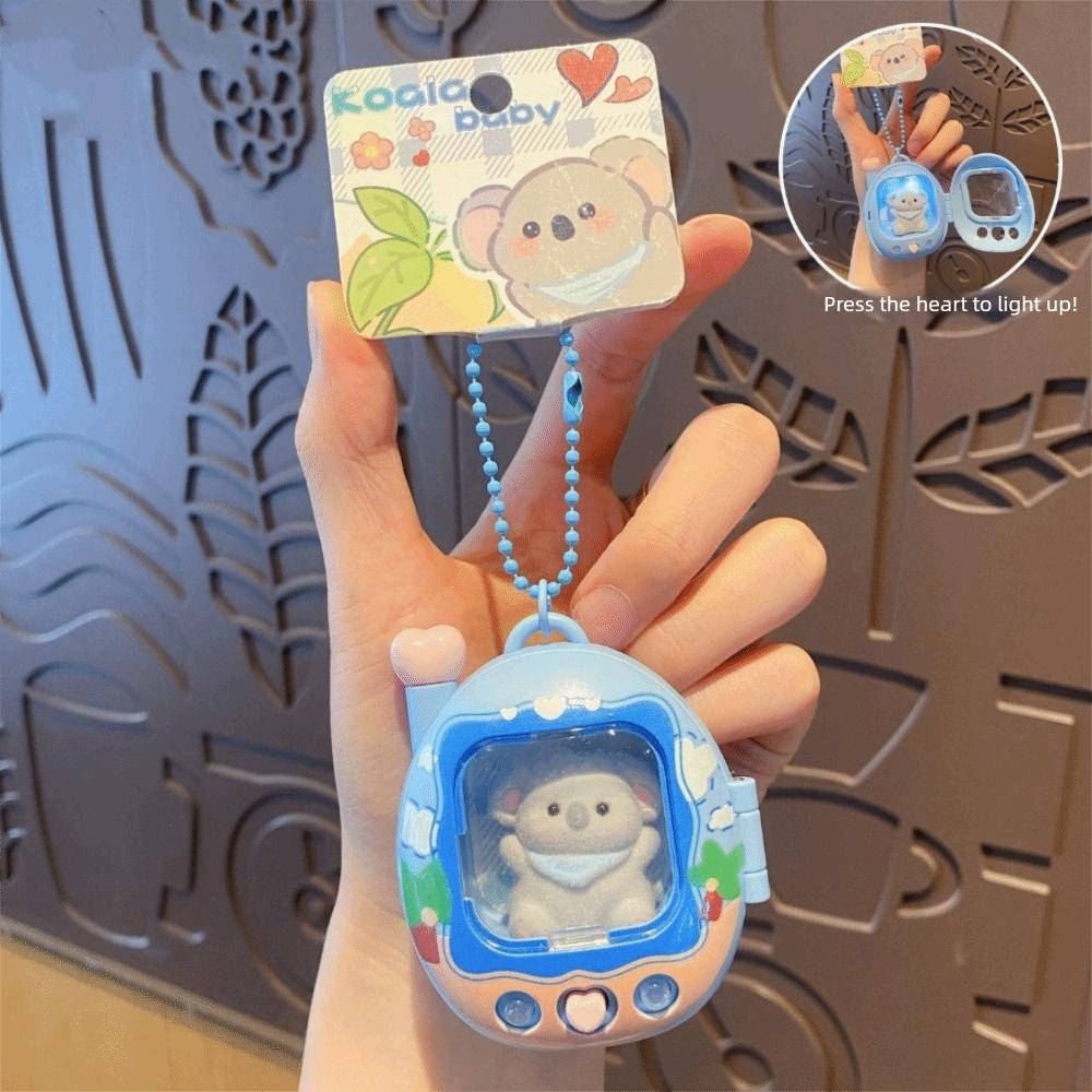 Retro Television Cat Dog Keychain Press Flash Animals Doll Keyring Light Up Pendant  Birthday Gifts