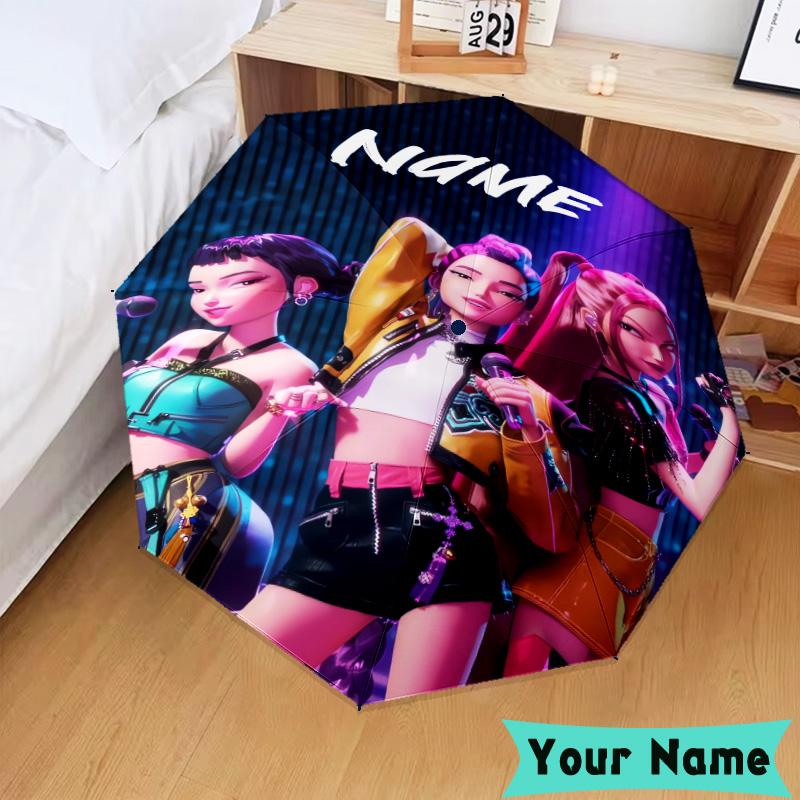 Custom Name KPop Cartoon Umbrella, Foldable Umbrella Suitable for Outdoor Shopping Travel Sports, Exquisite Gift for Family