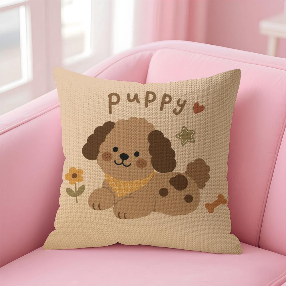 Advanced Cartoon Animals Cushion Cover Natural Linen Organic Fabric DoubleSided Printing Sofa Home Decor Gift Pillow Case
