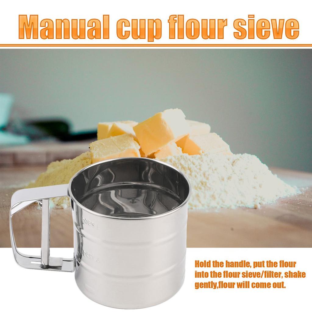 Mechanical Flour Sugar Icing Mesh Sieve Sifter Shake Baking Stainless Steel Nice