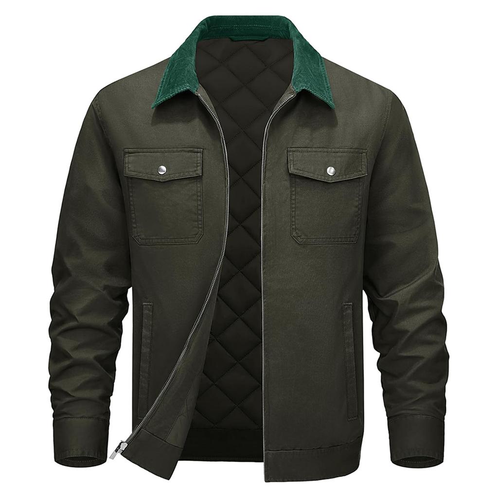 Men'S Zipper Jacket, Casual Retro Long Sleeved Cardigan Jacket