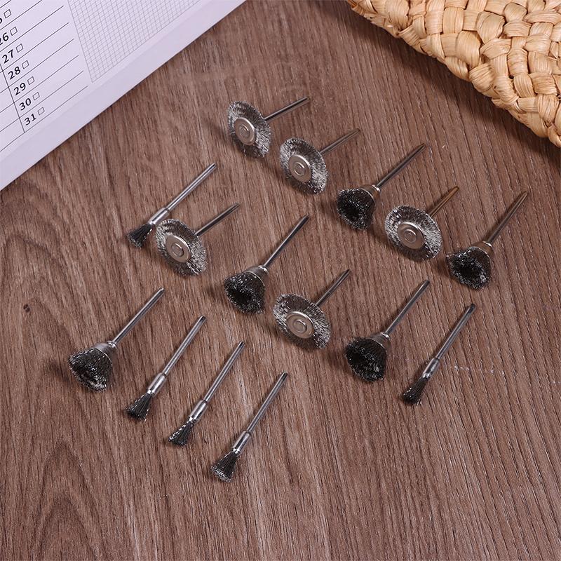 3/9/15Pcs Mini Metal Brush Set Rust Removal Cleaning Brush Polishing Wheel Brush For Grinder Rotary Electric Tool Accessories