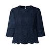 ZANZEA Women Casual Round Neck 3/4 Sleeve Loose Lace Patchwork Blouse