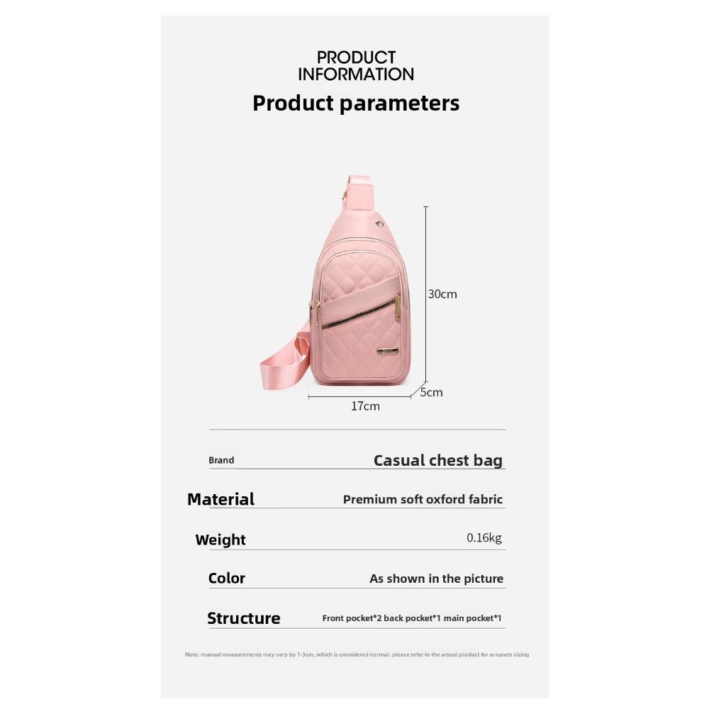 New nylon cloth breast bag women's fashion embroidered thread rhombus shoulder messenger bag large capacity cycling breast bag
