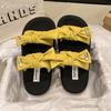 Bow Women Flats Platform Slippers Casual Summer Shoes New Sandals 2025 Open Toe Woman Beach Flip Flops Walking Slides