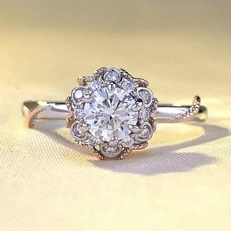 

Zhuo Zhifan 2023 Exquisite 925 Silver Diamond Bouquet Ring for Women Size 6