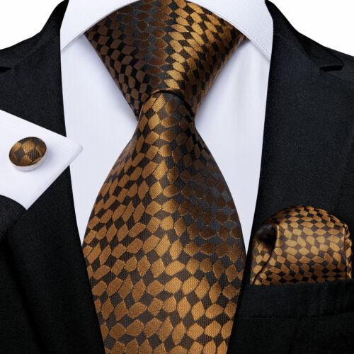 Dibangu Mens Silk Necktie Set Striped Paisley Solid Tie Pocket Square Cufflinks