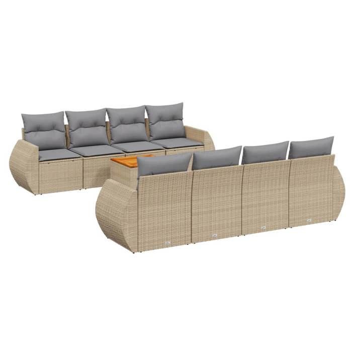 VidaXL Garden Lounge Set with Cushions 9 Pcs, Patio Sofas, Patio Furniture Set, Outdoor Furniture, Beige 3257256