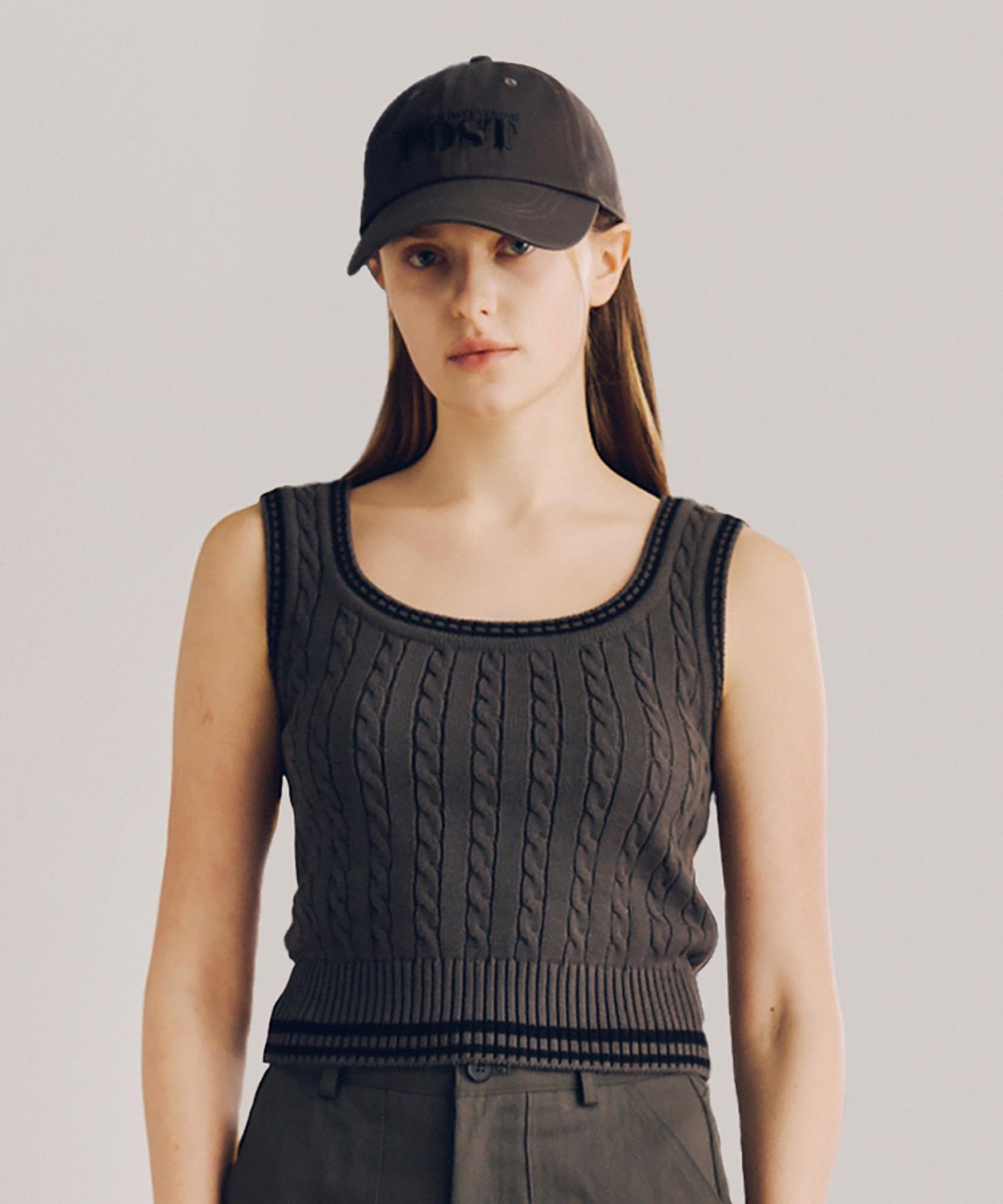 The Saturday Evening Post Cable Knit Sleeveless_Charcoal Charcoal/S