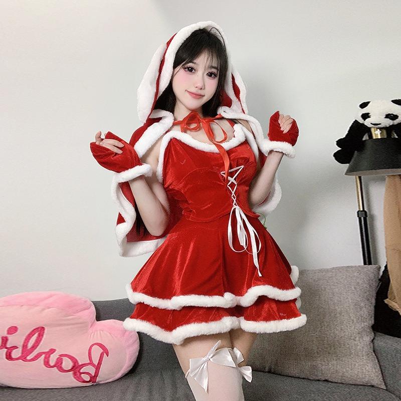 Christmas Dress Sexy Bunny Christmas Costume Red Themed Suit Female Hottie