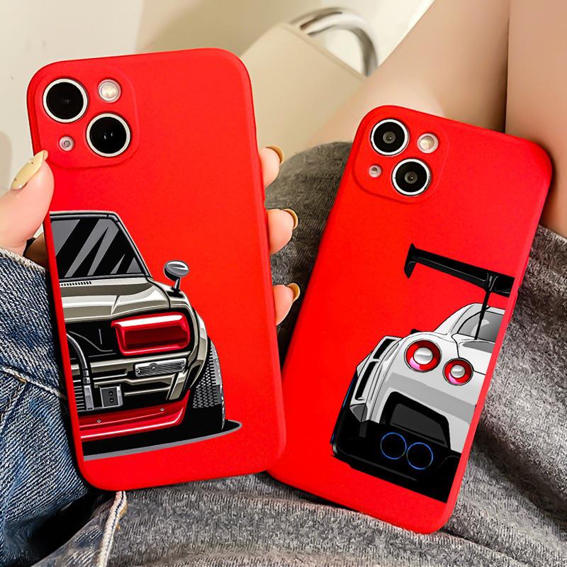 Customizable Embossed Sports Car TPU Case for Black Apple 15 Pro Max - Straight Edge Design