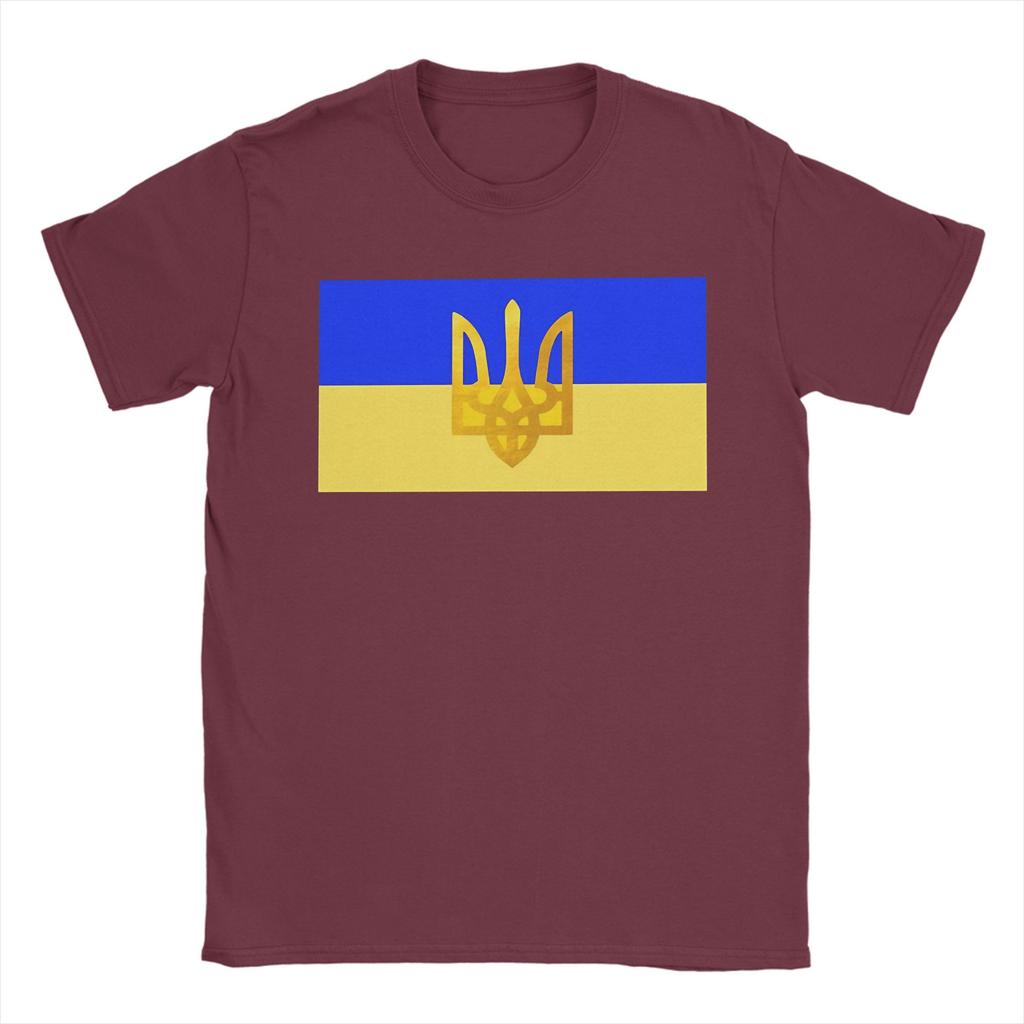 Ukraine Flagge T-Shirt für Herren Tolles Baumwoll-T-Shirt Rundhals Kurzarm T-Shirts Geburtstagsgeschenk Oberteile