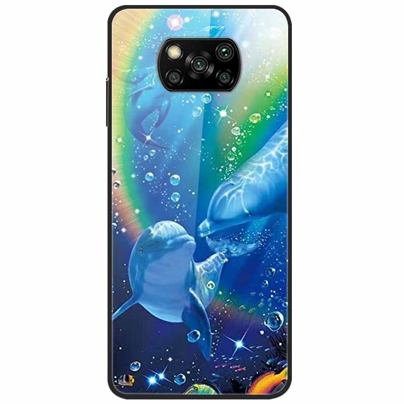 Etui na Poco X3 Pro Modne Urocze Szkło Hartowane Luksusowe Pokrowce Coque dla Xiaomi Poco X3 NFC Etui PocoX3 X 3 Zderzak Ochronny