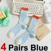 4 Pairs Women Mid To Small Leg Socks Knee High Socks Socks Black White Gray Summer Thin Sweet Style Transparent Stacked Socks