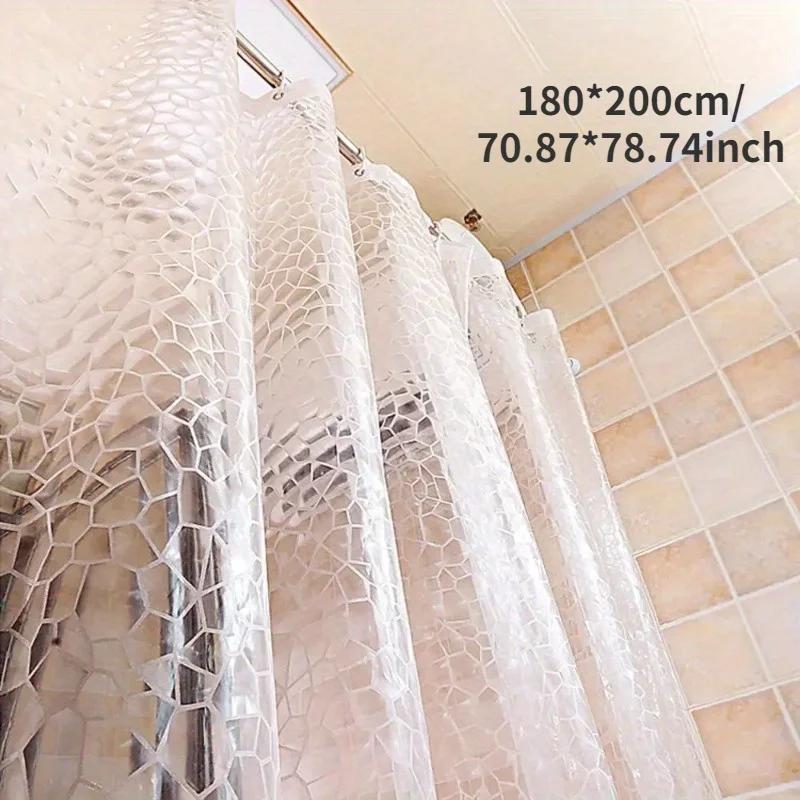 1 Satz Wasserdichter Badezimmer-Duschvorhang Transparentes Badezimmer-Vorhang mit Haken Verdickter Bade-Sichtschutz Breiter Badevorhang