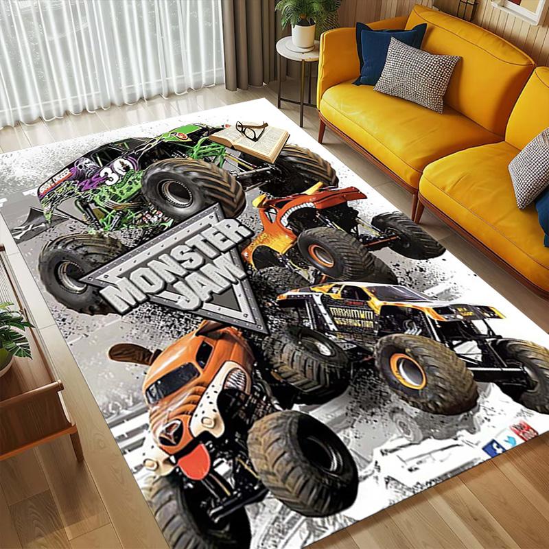 Monster Trucks Living Room Nonslip Area Rug Soft Carpet For Bedroom Game Playroom Sofa Office Home Decor Doormat Christmas Gift C92689