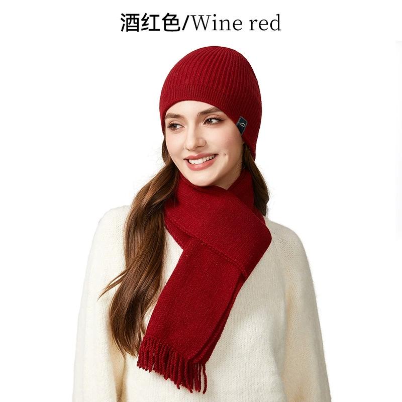 Unisex Warm Hat and Neck Scarf Set for Outdoor Cold Protection Knit Woolen Cap with Ear Cover For Men and Women