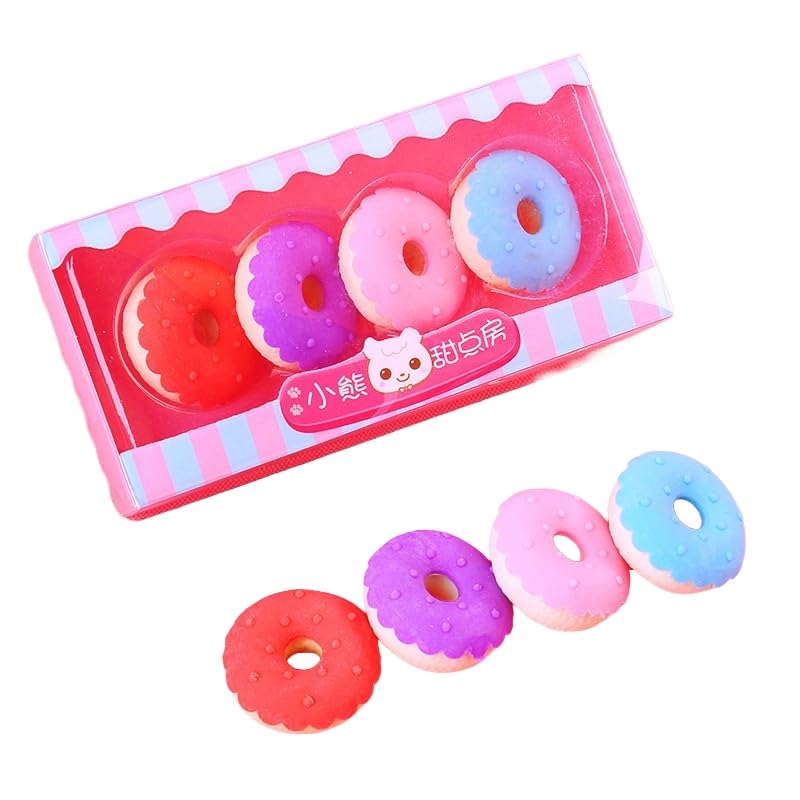 

Cute Dessert Candy Eraser Ice x Stationery School Supplies for Girls Set, Cream, Donut, Popsicle, Candy, 4-Piece Box, 11.5 5.5 cm, Approx. 65g, &