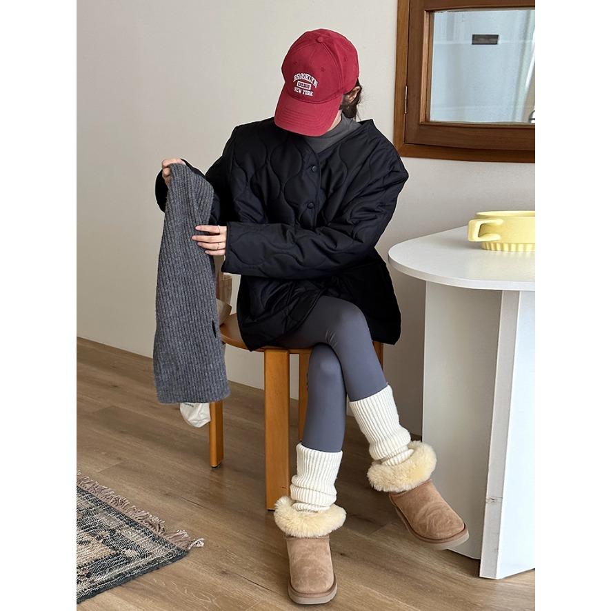 Lamb Wool Splicing Thin Diamond Pattern Winter Korean Style Loose Small Fragrant Style Diamond Pattern Warm Cotton Coat for Women