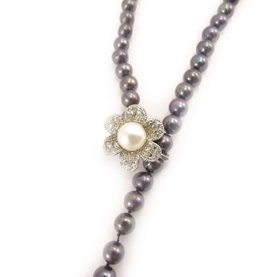 [C9148] - Gray 'Biwa Sensuel' Necklace