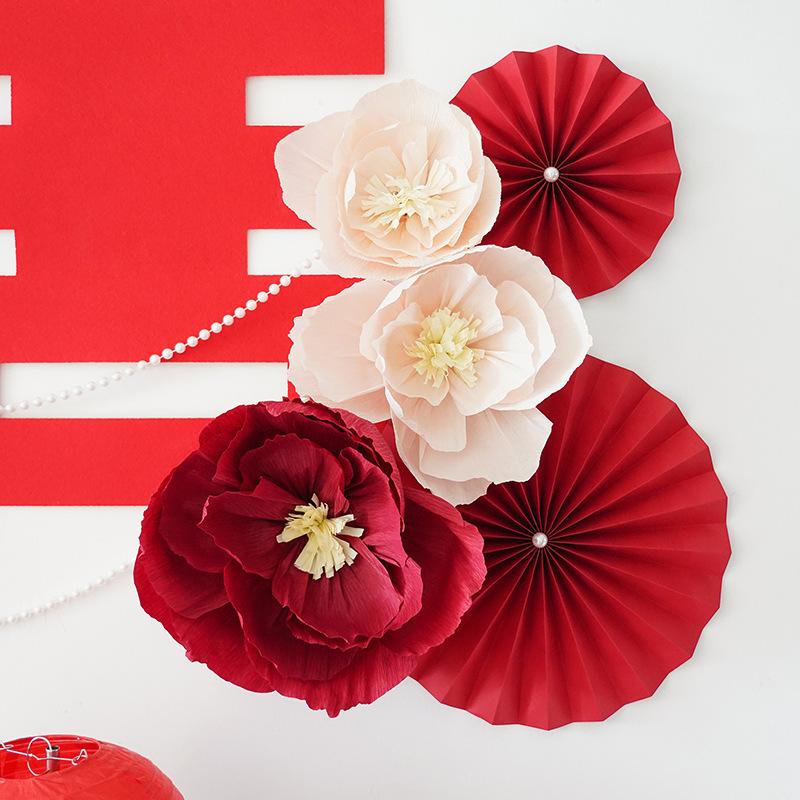 12pcs/3pcs Handcrafted Crepe Paper Flower Set - Realistic Wall Decor for Weddings Christmas New Year decorations & Birthdays