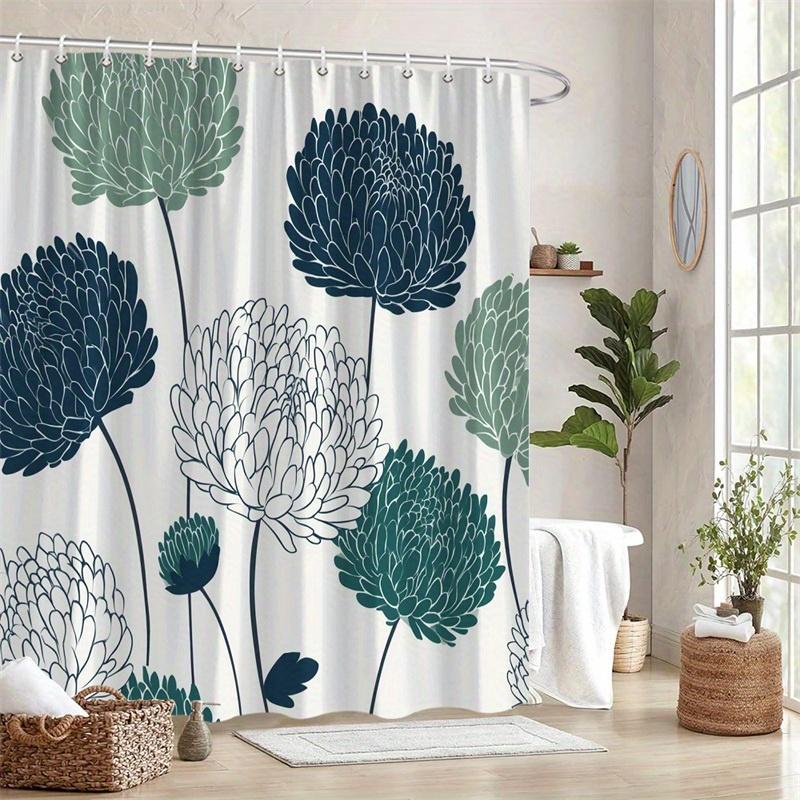 1pc Modern Simple Geometric Chrysanthemum Shower Curtain - Polyester Fabric, Machine Washable, Suitable for Bathroom Decoration