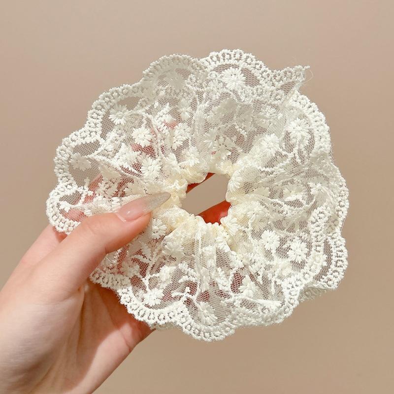 Oversized Lace Large Intestine Hair Ring Women's New High-end Sense Super Fairy Headline Elegant Low-tail Hair Rope Headwear