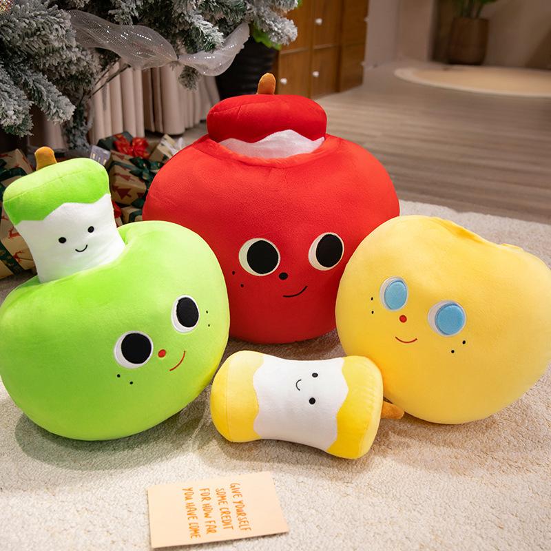 Creative Apple Core Plush Toy Stuffed Soft Fruit Apple Doll Cute Sleep Huggable Pillow Girls Kids Christmas Birthday Gift