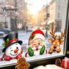 Christmas Gifts for Friends Window Stickers, Static Cling Santa Claus Snowman Reindeer Decals, Cute Animal Art Holiday Glass Clings Home Storefront