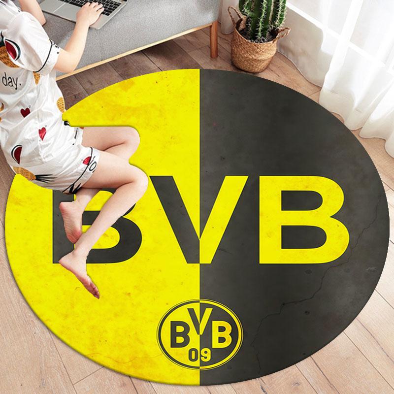 Borussia Round Area Rug,Carpet Rug for Living Room Bedroom Sofa Playroom Decor,Non-slip Floor Mat