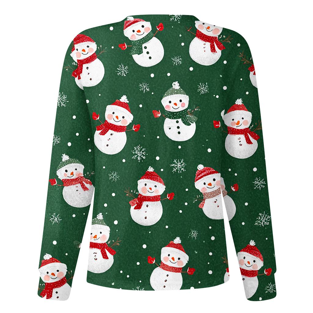 Damska codzienna moda długi rękaw stójka jednorzędowa kurtka robocza topy z nadrukiem świątecznym