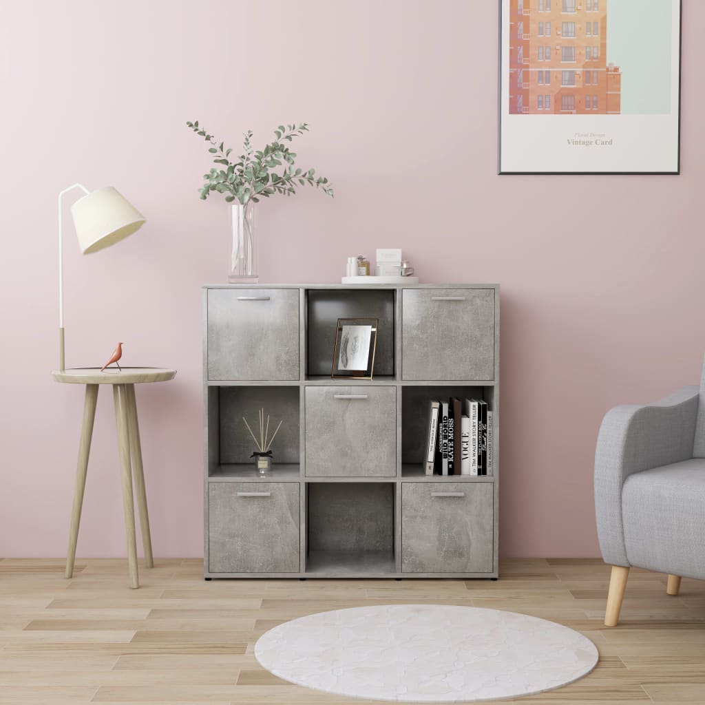 Bookshelf Concrete Grey 90 x 30 x 90 cm Engineered Wood