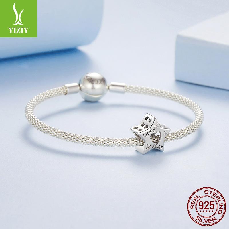 925 Silver Lucky Star Beads, Pendant Diy Bracelet Lucky Pendant Accessories Beads Charm