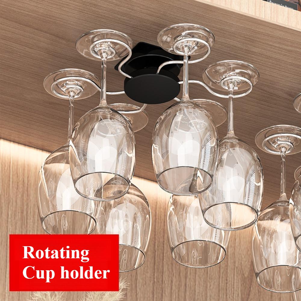 1 Stück Drehbarer Küchen-Weinregalhalter mit Metallhaken Abnehmbar Leicht zu Reinigen Platzsparend Barzubehör Organizer Küche